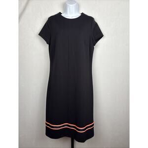 Escada Sport Ponte Knit Sheath Dress Womens EU 40 US 10 Black Knee Length Logo